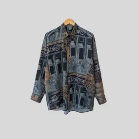 Art Vintage Hemd Herren Größe L Tall Viskose Shirts Neuwertig