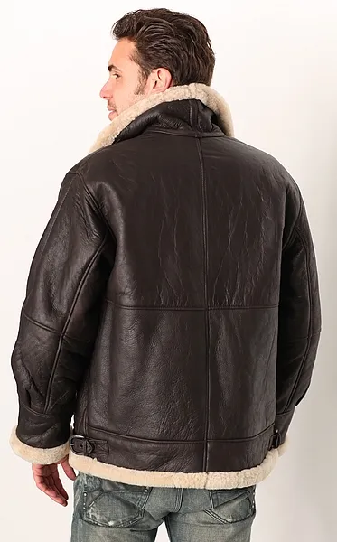B-17 braun Lammfell Bomber Jacke für Herren von TRENDZONE