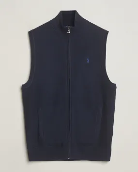 Cotton Full-Zip Vest Navy Heather