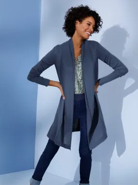 CREATION L PREMIUM Seiden-Kaschmir-Strickjacke in jeansblau