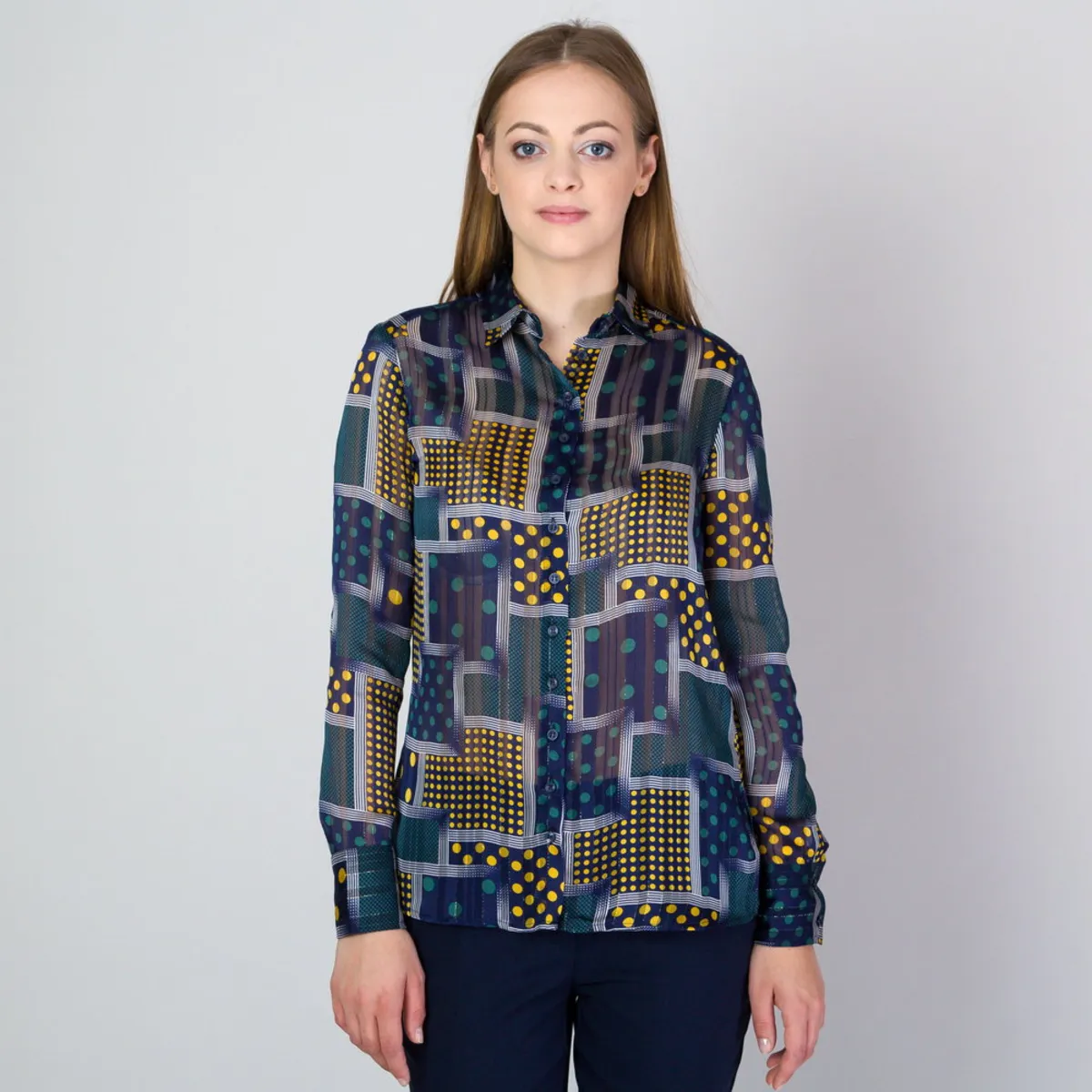 Damen Hemd mit geometrischem Muster 11810