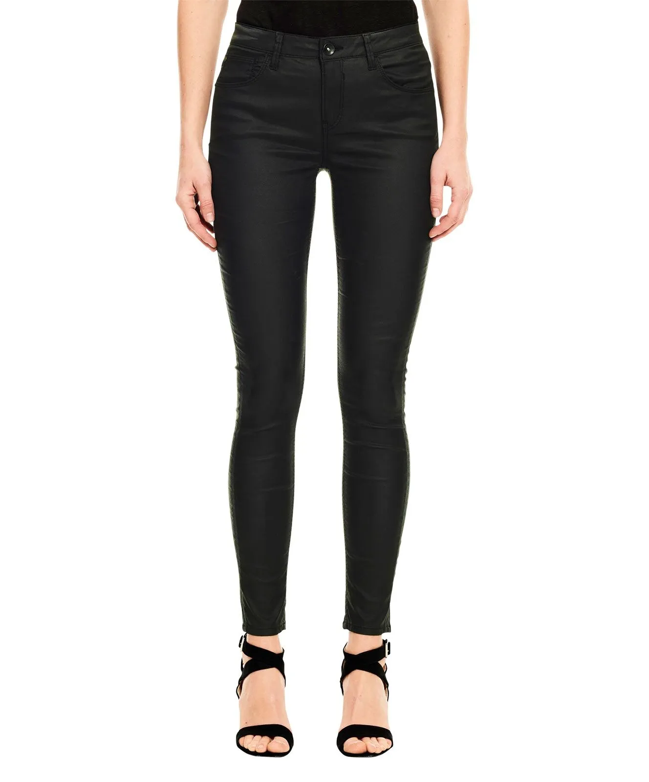 Garcia Damen Jeans Superslim Celia aus schwarzem Coated-Denim