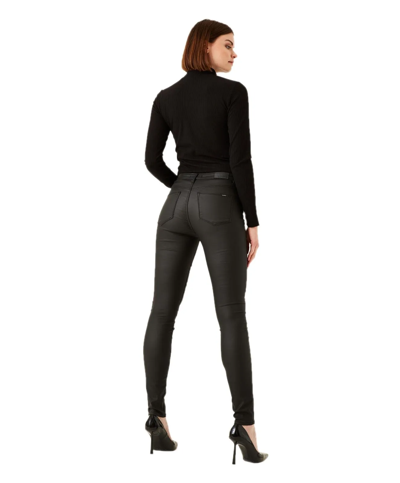 Garcia Damen Jeans Superslim Celia aus schwarzem Coated-Denim