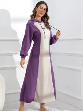 Kapuzenpulli mit Slogandruck Kleid – Casual A-Linien Kapuzenkleid für Damen