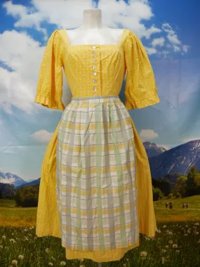 Lanz Original leuchtend strahlend gelbes süßes Dirndl mit Schürze Gr.38