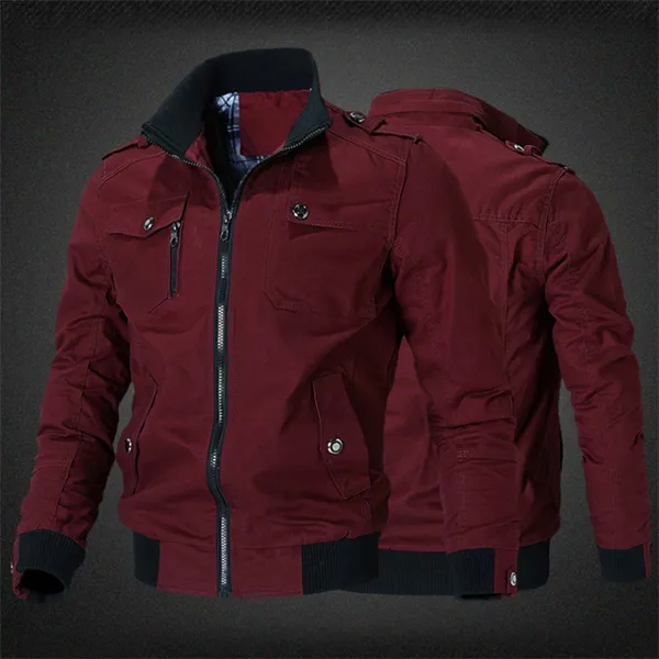 Modische Herrenjacke mit Stehkragen, langen Ärmeln und Reißverschluss