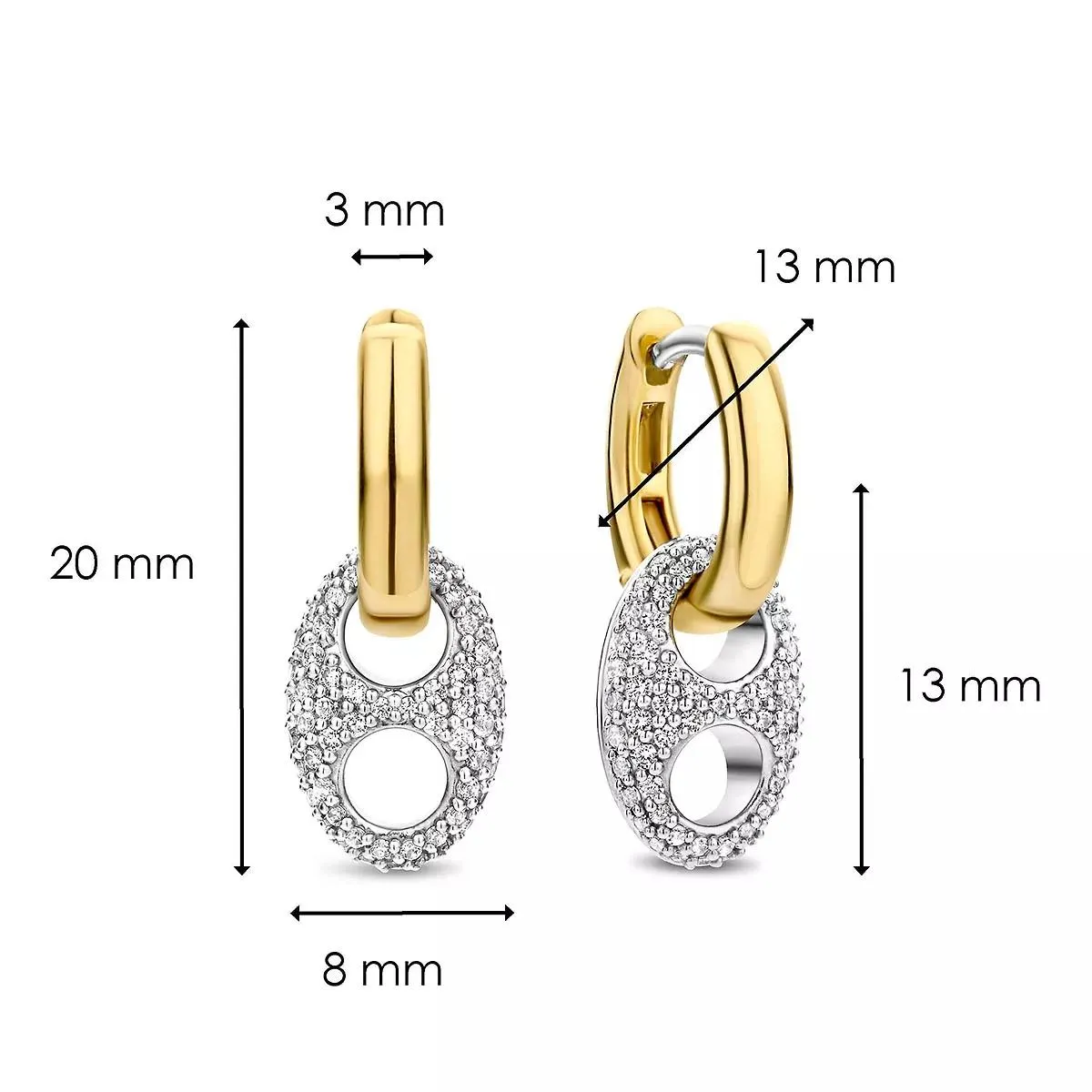   Ti Sento  Milano Earrings Zirconia Bicolour  Creole 