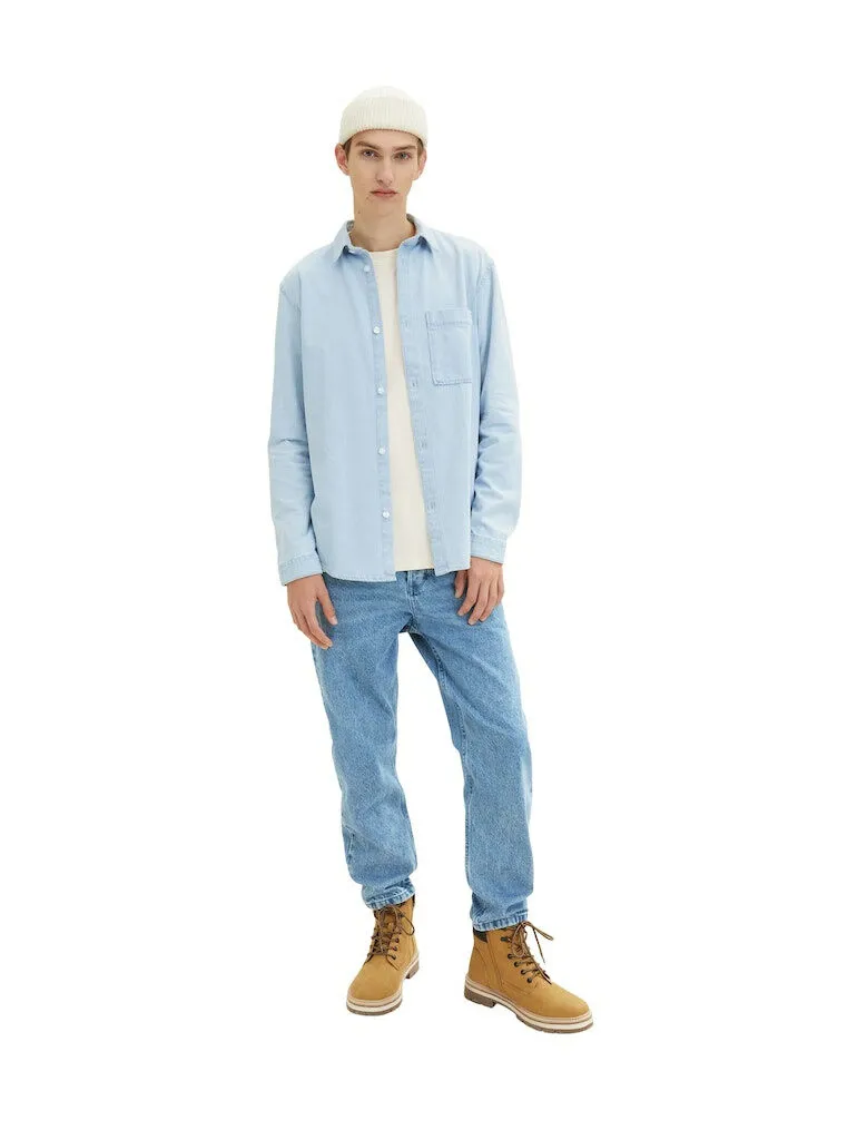 TOM TAILOR Denim Herren Relaxed Fit Jeanshemd mit Brusttasche